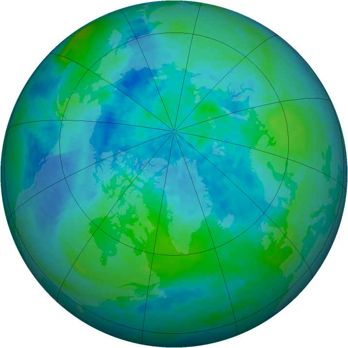 Arctic ozone map for 09 September 1993